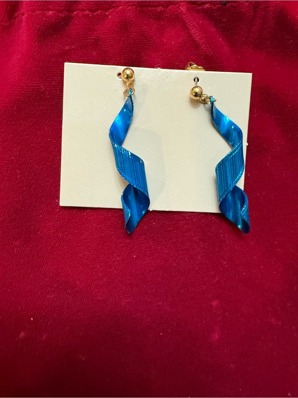 Blue Twisted Ribbon Drop Earrings - Women Jewelry